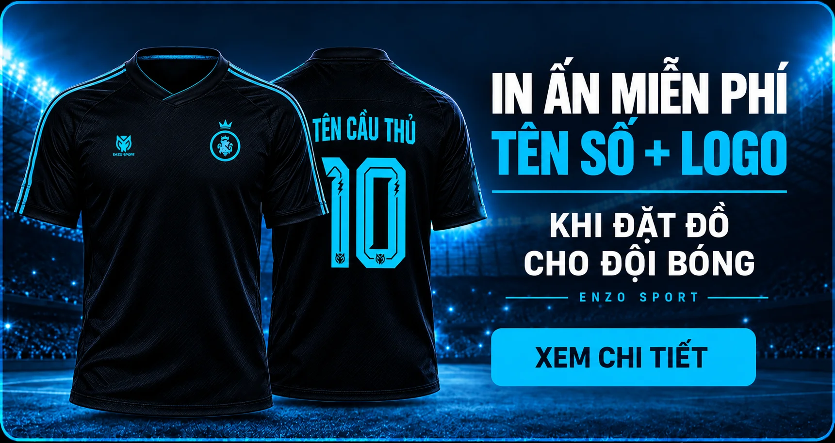 In ấn miễn phí tên số và logo khi đặt đồ cho đội bóng