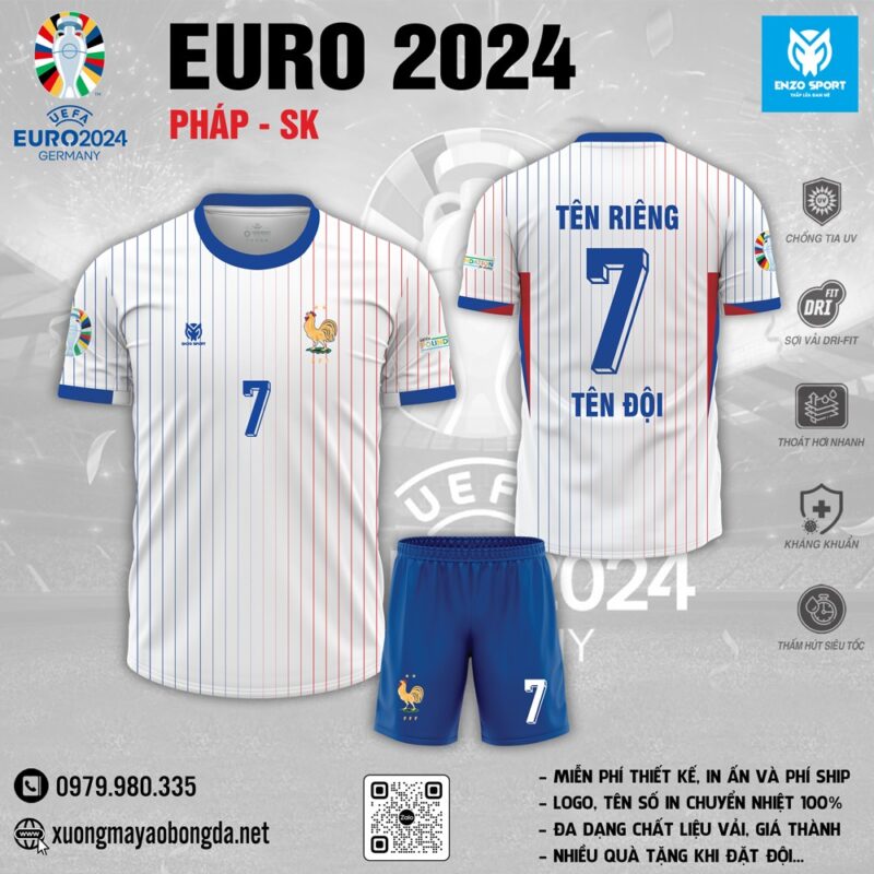 Mẫu áo tuyển Pháp sân khách EURO 2024