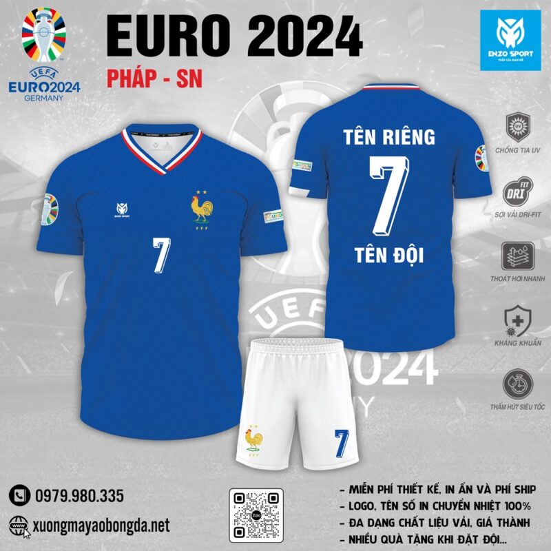 Mẫu áo tuyển Pháp sân nhà EURO 2024