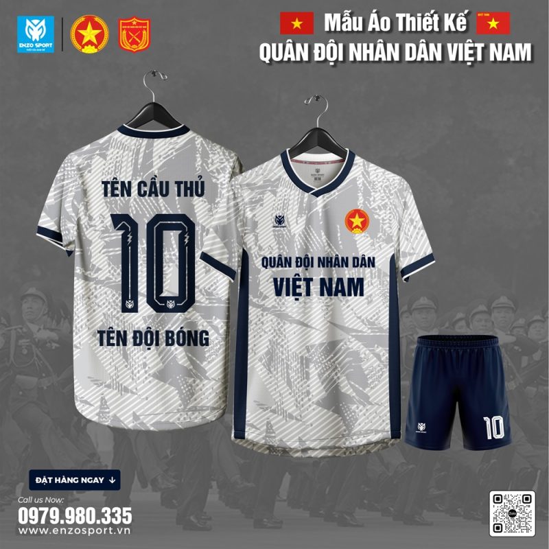 Quần Áo Bóng Đá Thiết Kế Quân Đội Màu Trắng