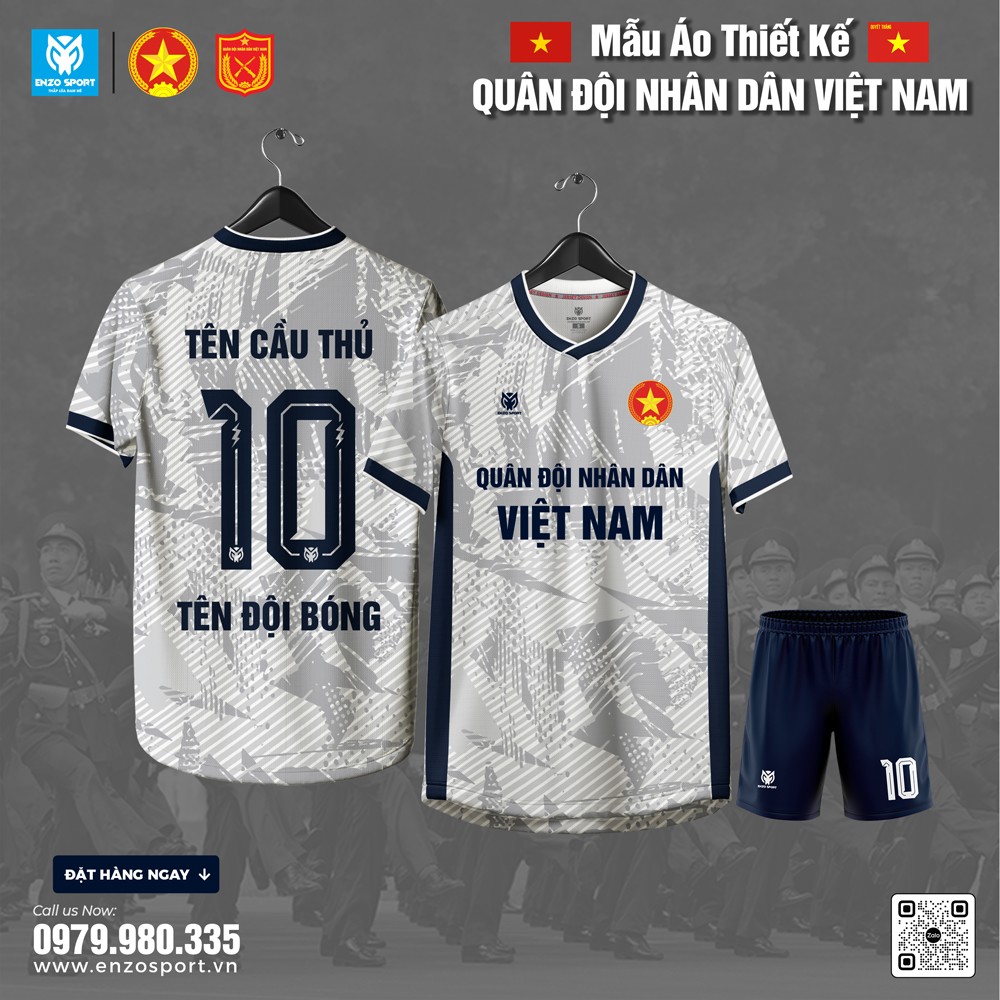 Quần Áo Bóng Đá Thiết Kế Quân Đội Màu Trắng