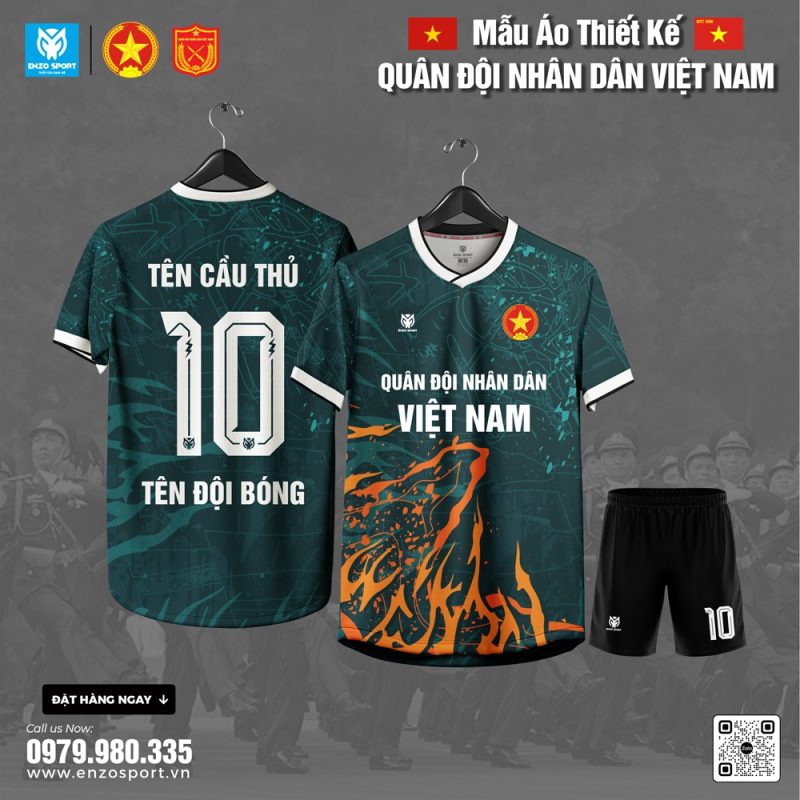 Áo Bóng Đá Thiết Kế Quân Đội Màu Xanh Mới Lạ
