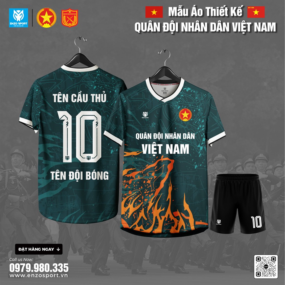 Áo Bóng Đá Thiết Kế Quân Đội Màu Xanh Mới Lạ