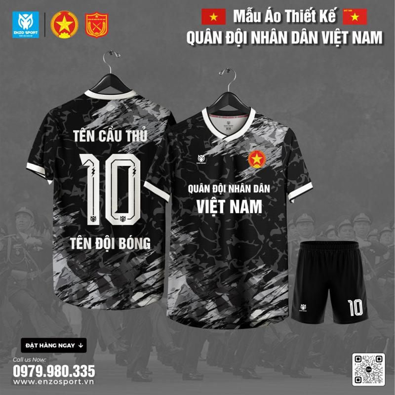 Áo Bóng Đá Quân Đội Màu Đen Xám
