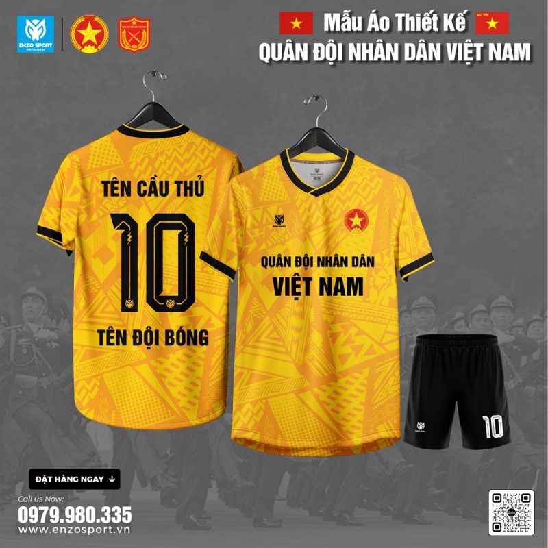 Áo Đấu Quân Đội Tự Thiết Kế Màu Vàng