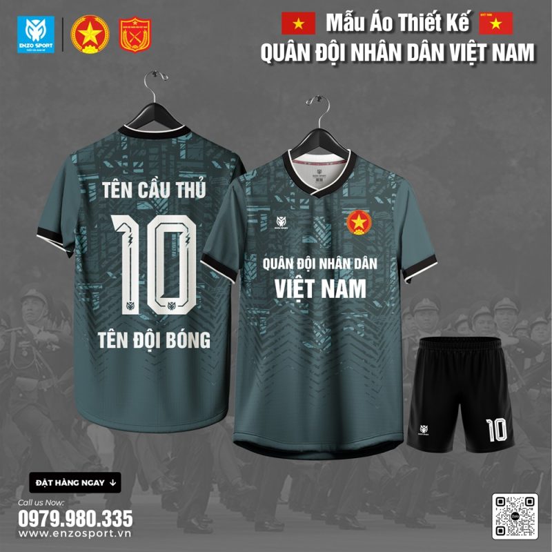 Áo Bóng Đá Thiết Kế Quân Đội Màu Xám