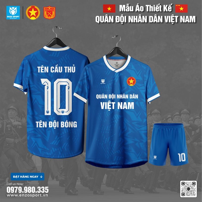 Áo Bóng Đá Quân Đội Thiết Kế Màu Xanh