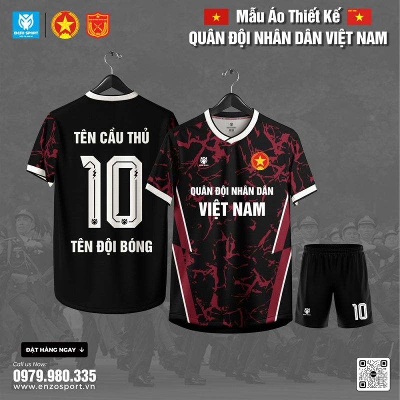 Quần Áo Bóng Đá Tự Thiết Kế Quân Đội Màu Đen