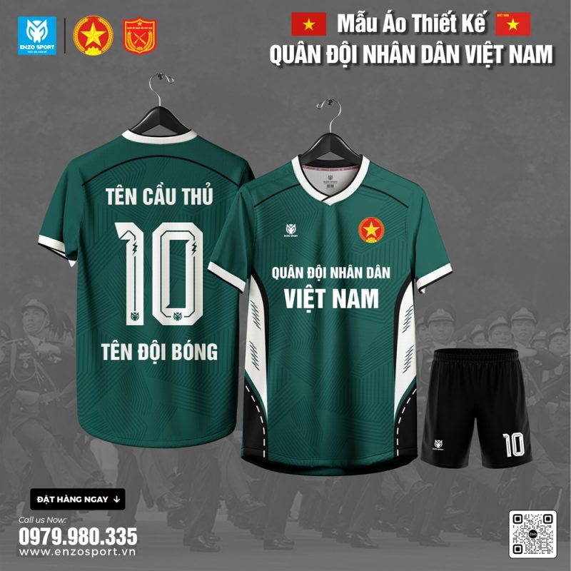 Áo Bóng Đá Thiết Kế Quân Đội Màu Xanh Rêu
