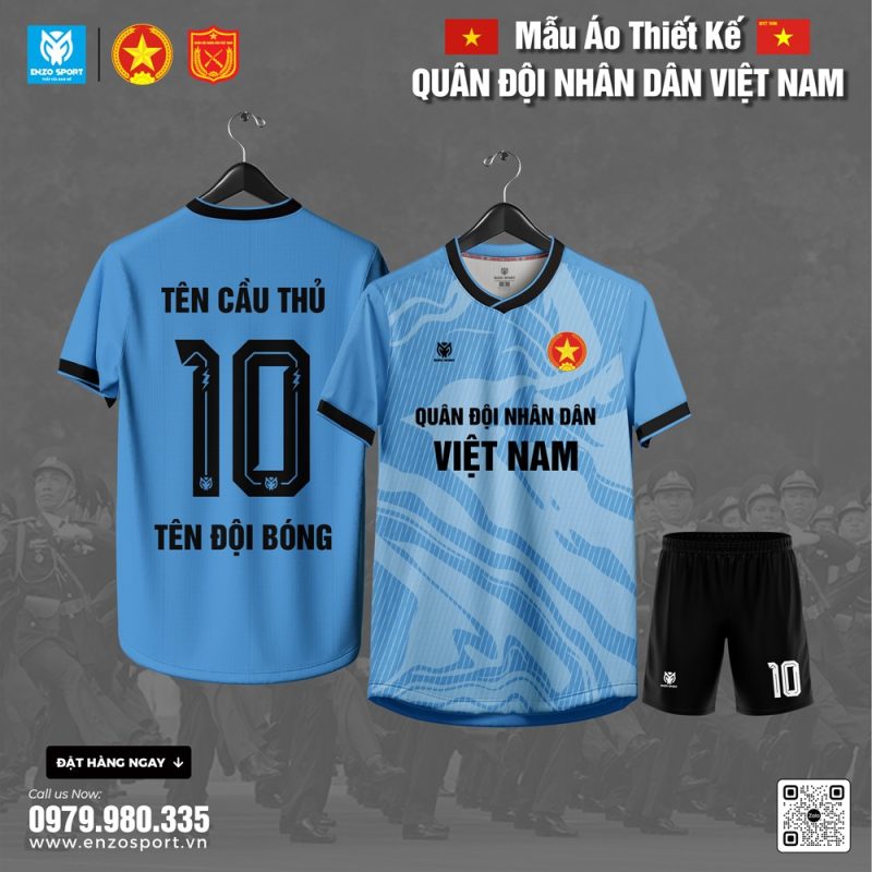 Quần Áo Bóng Đá Thiết Kế Quân Đội Màu Xanh