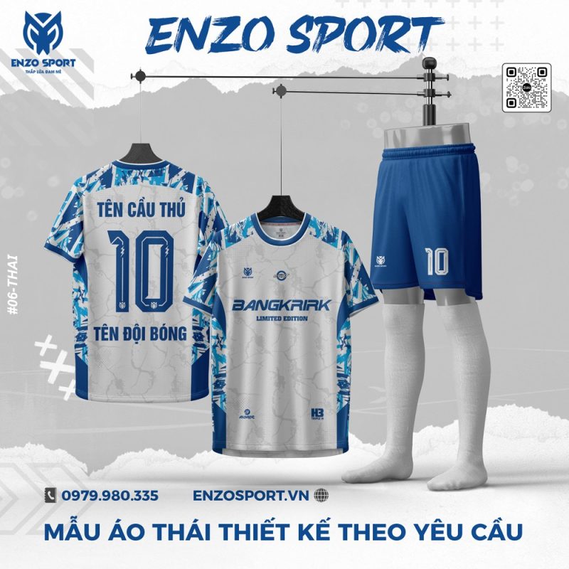 Áo Bóng Đá Thái Màu Trắng Phối Xanh