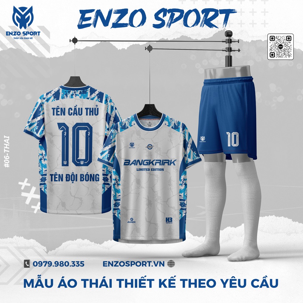 Áo Bóng Đá Thái Màu Trắng Phối Xanh