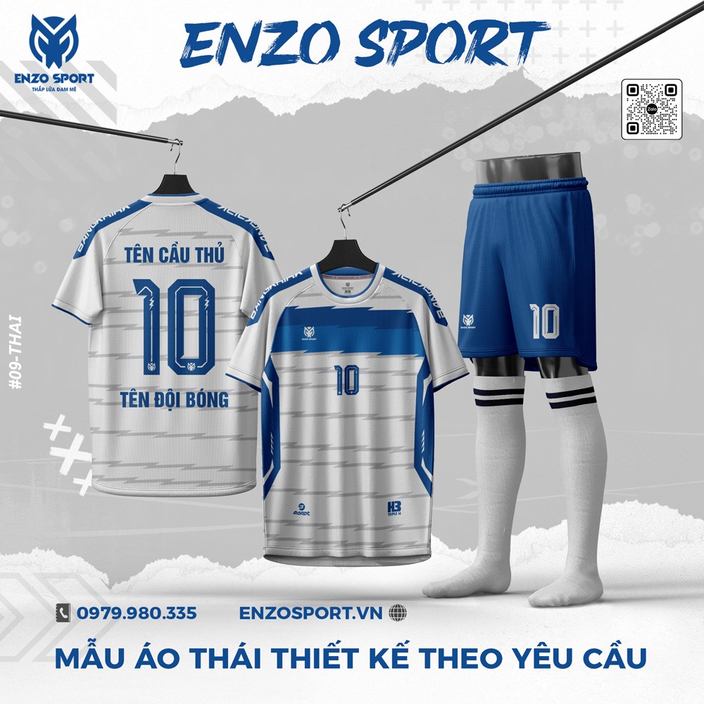 Áo Bóng Đá Thái Màu Trắng Phối Xanh