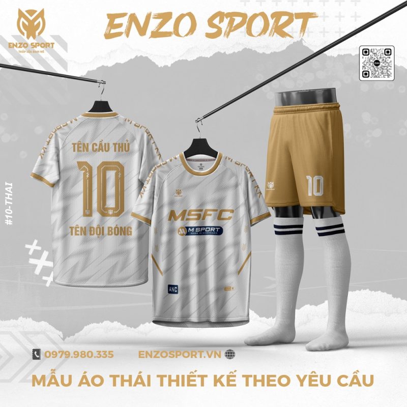 Áo Thái Thiết Kế Màu Trắng Xám