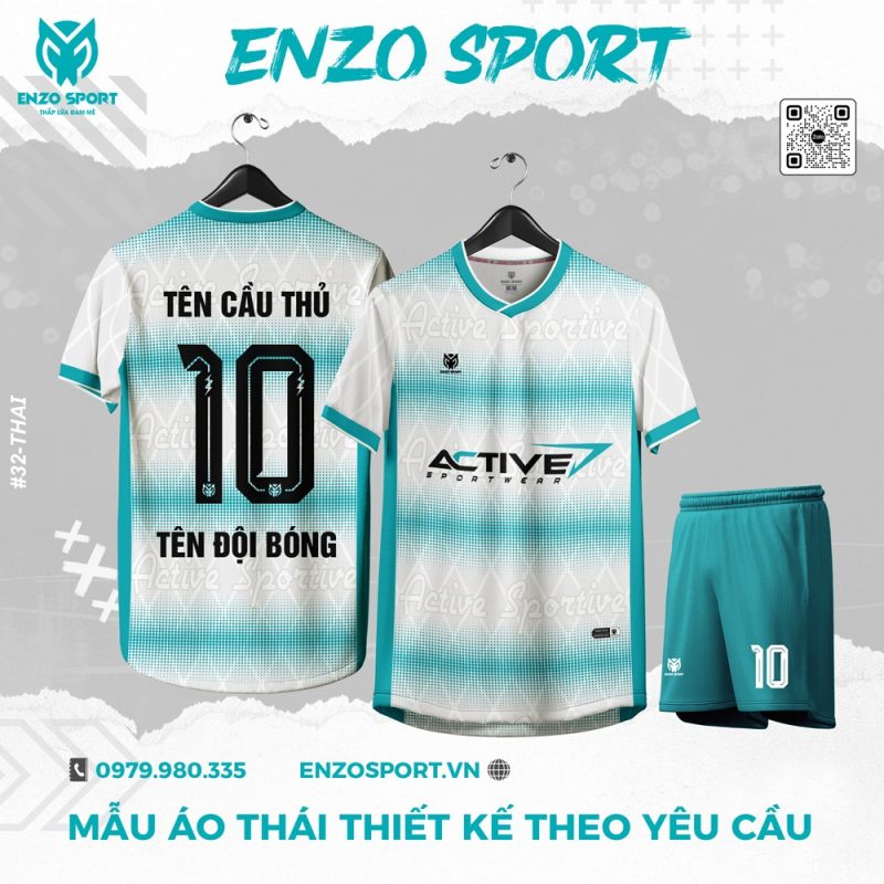 Áo Thái Thiết Kế Màu Trắng Phối Xanh Độc Lạ