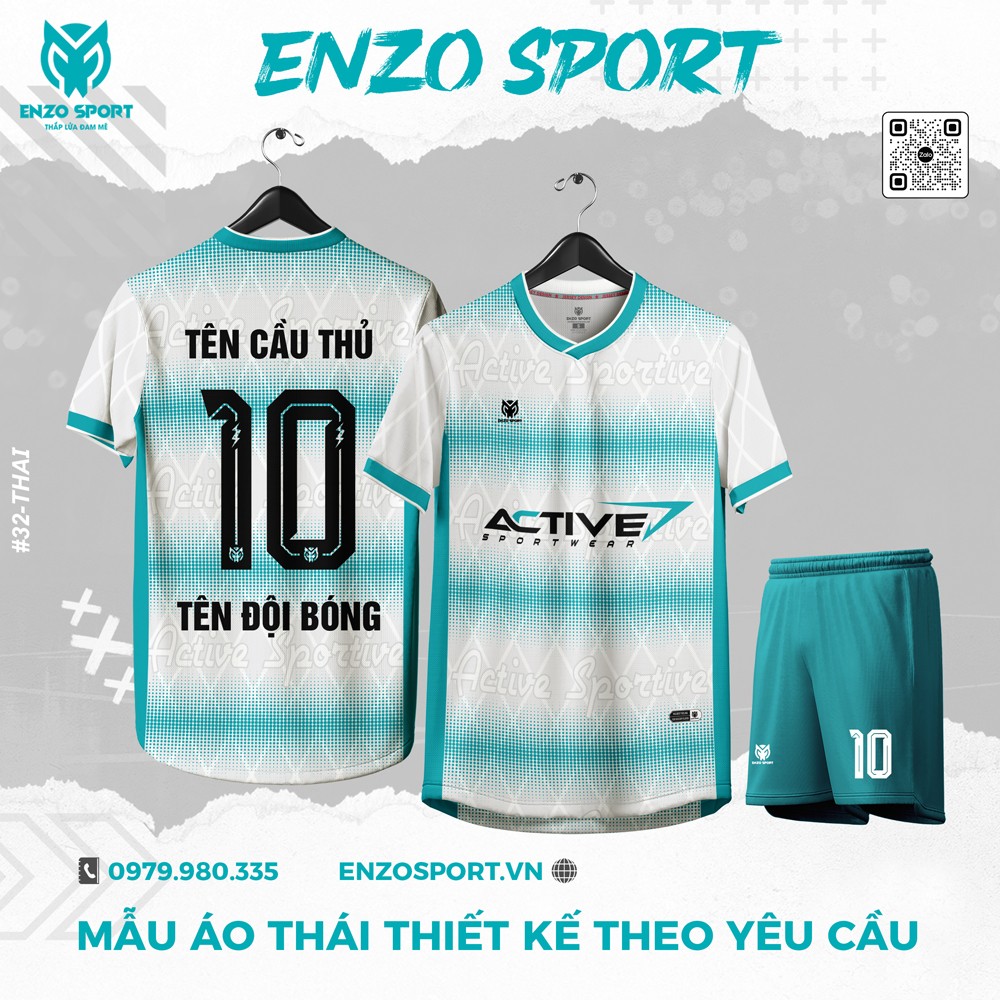 Áo Thái Thiết Kế Màu Trắng Phối Xanh Độc Lạ