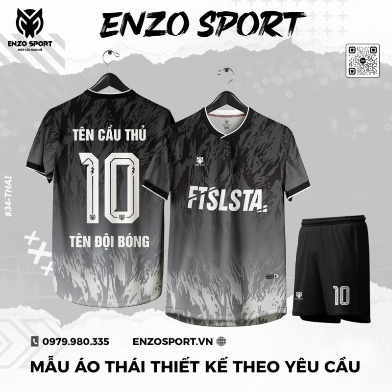Áo Thái Thiết Kế Màu Xám Đen