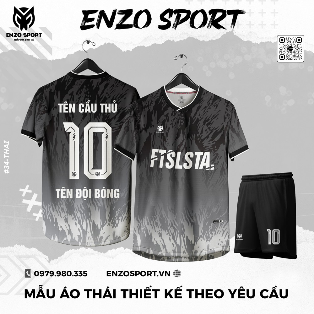 Áo Thái Thiết Kế Màu Xám Đen