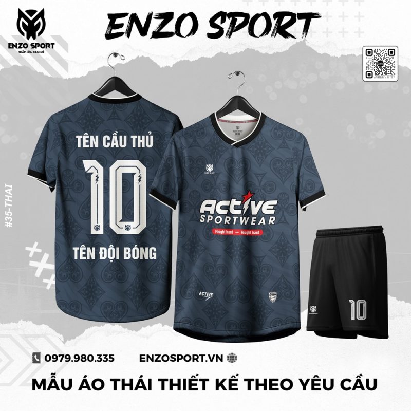 Áo Thái Thiết Kế Màu Xám Đen Độc Lạ
