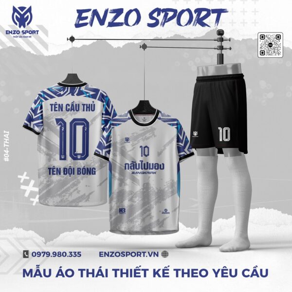 Áo Bóng Đá Thái Thiết Kế Độc Lạ Màu Xám bạc – ENZO SPORT