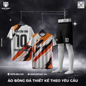 Áo Bóng Đá Thiết Kế Màu Trắng Phối Cam Đen – Cá Tính Và Chuyên Nghiệp