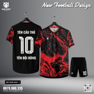 Áo Đá Banh Thiết Kế Độc Lạ Phối Màu Đỏ Đen - ENZO SPORT