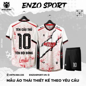Áo Bóng Đá Thiết Kế Màu Trắng Đen Đỏ