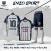 Áo Bóng Đá Thái Trắng Phối Xanh Than Thiết Kế Theo Yêu Cầu