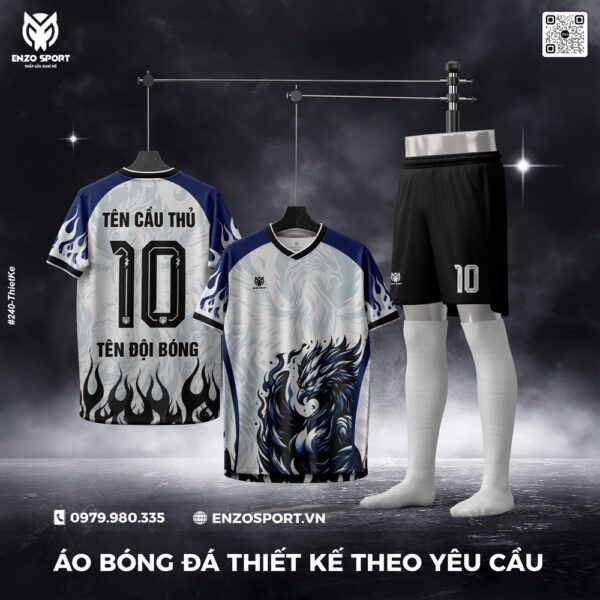 Áo Bóng Đá Thiết Kế Trắng Xám Phượng Hoàng – ENZO SPORT