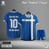 Bộ Quần Áo Bóng Đá Màu Xanh Dương Năng Động - Thiết Kế Chữ Thập Trắng Hiện Đại