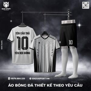Áo Bóng Đá Thiết Kế Theo Yêu Cầu - Trắng Phối Đen Sang Trọng