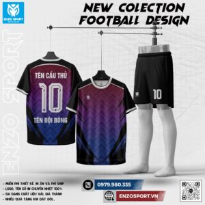 Áo Bóng Đá Enzo Sport Màu Tím Phối Xanh Chuyển Sắc - Thiết Kế Theo Yêu Cầu
