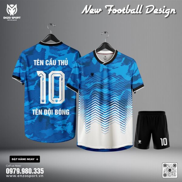 Bộ Quần Áo Bóng Đá Xanh Dương Camo - Thiết Kế Cá Tính, Form Dáng Thể Thao